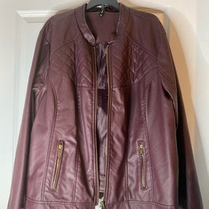 Plus Size Plum Faux Leather Jacket